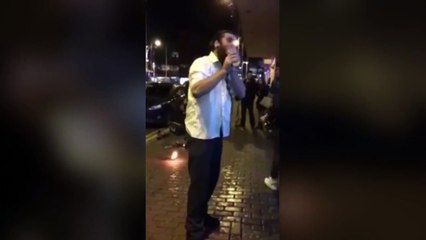 1280x720 Street performer Logy On Fire engulfed by flames in front of screaming children after dange