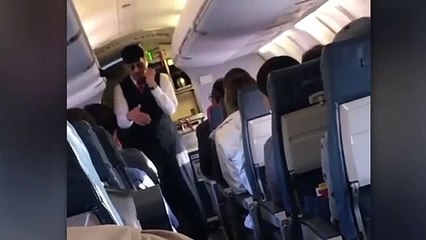 Delta Airlines steward delivers safety briefing with Eminem style rap