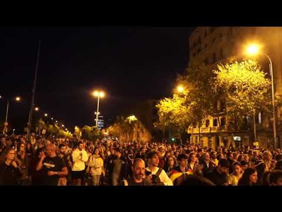 Crits de “Llibertat presos polítics” a la capçalera de la manifestació
