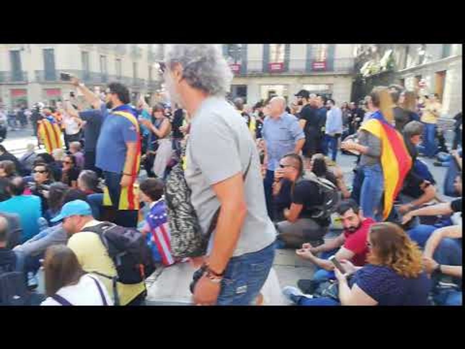 Doble cordó dels Mossos separa independentistes i espanyolistes a Sant Jaume
