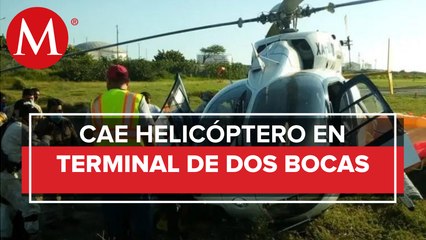 Helicóptero cae en terminal de Dos Bocas; hay 5 lesionados
