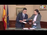 PEDRO SÁNCHEZ y PABLO IGLESIAS firman un acuerdo de coalición para formar gobierno