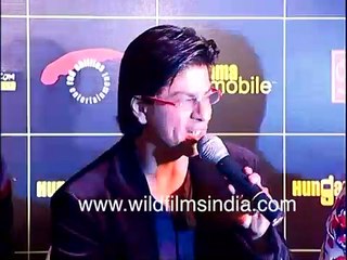 Shahrukh Khan speaks and launches a mobile product, in a younger avatar