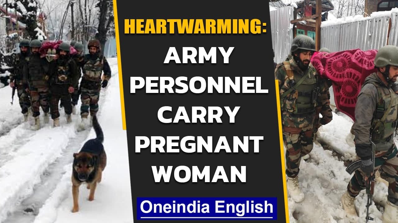 Army Personnel help pregnant woman reach hospital by carrying her in J&K | Oneindia News