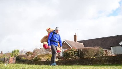 Paul Howlett walking up and down Devonshire Road, Blackpool to raise money for young carers