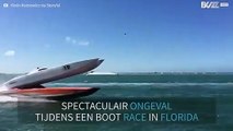 Schokkend ongeval van twee speedboats op hoge snelheid