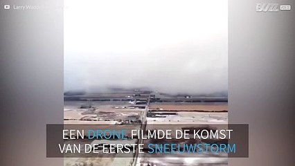 Spectaculaire drone beelden van een sneeuwstorm in Canada