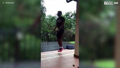 Touwtjespringen gaat fout