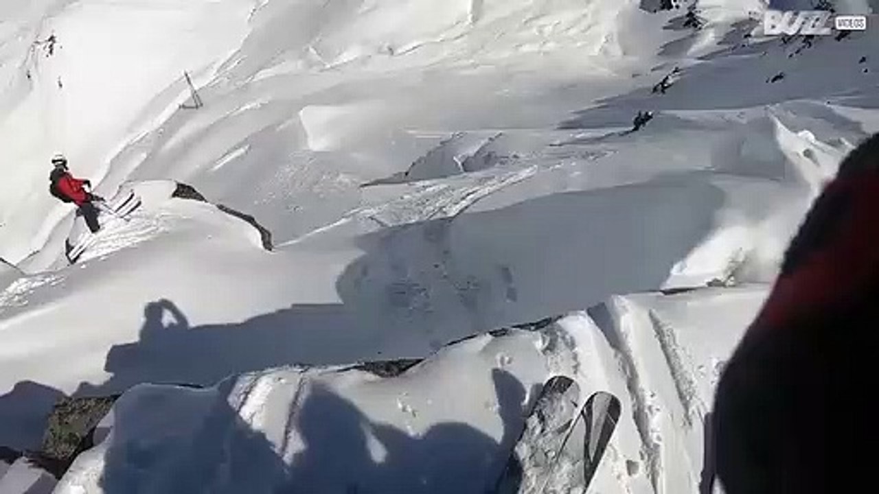 Harde val skiër gefilmd