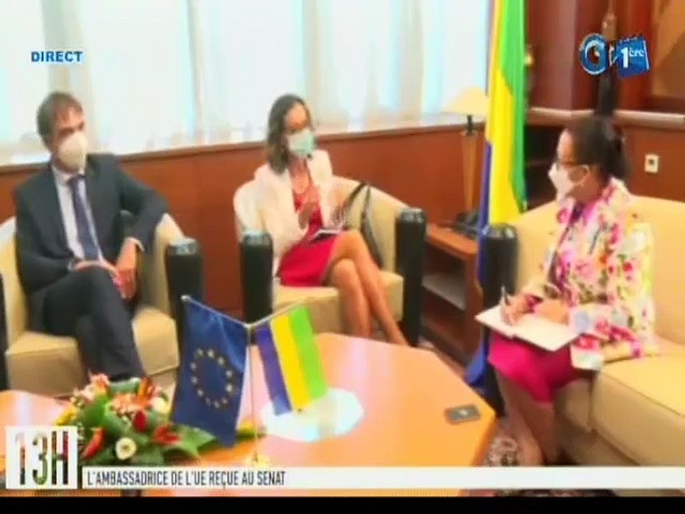 RTG/  Audience du président du Senat avec l’ambassadrice de l’union européenne pour le Gabon