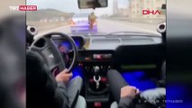 İstanbul TEM Bağlantı Yolu'nda makas atarak ilerleyen sürücü kamerada