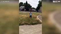 Boy fails to impress with backflip
