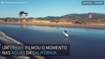 Kitesurf nas águas da Califórnia filmado por drone