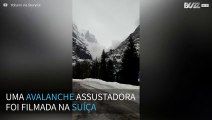 Avalanche assustadora filmada de perto na Suíça