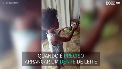 Rapaz usa pistola nerf para arrancar dente