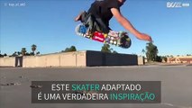 Skater adaptado mostra as suas habilidades