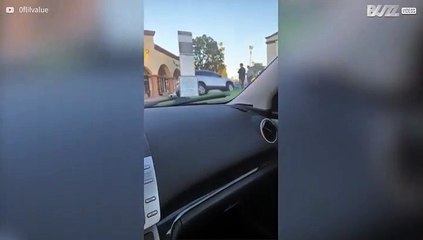 Condutor estaciona em cima de uma rocha