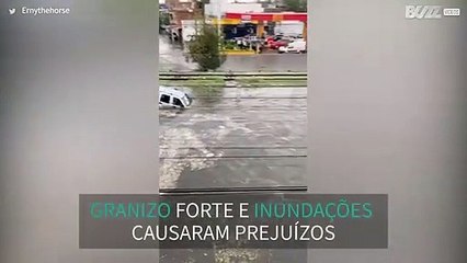 Tempestade de granizo causa cheias no México