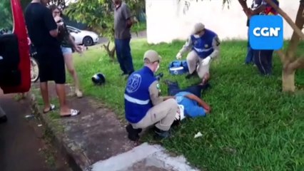 Motociclista de 23 anos colide com Cruze e sofre grave laceração na perna direita no Bairro Cataratas