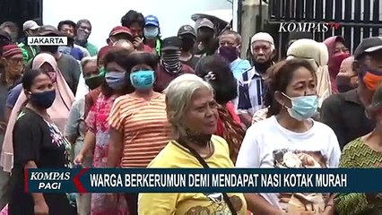 Demi Nasi Kotak Murah, Warga Rela Antre Berdesakan di Jalan Bungur Raya