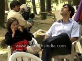 Akshay Kumar and Preity Zinta during the shoot of Sangharsh