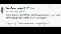 - Cumhurbaşkanı Recep Tayyip Erdoğan'dan Süleyman Soylu'ya baş sağlığı paylaşımı