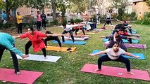 युवाओ ने किया सामूहिक योगाभ्यास