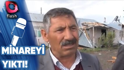Kars'ta Fırtına Minareyi Yıktı!