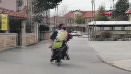 Son dakika haber! KONYA Sokağa çıkma kısıtlamasında motosiklet üzerinde tehlikeli yolculuk