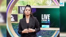 YouTuber Lilly Singh sports 'I stand with Farmers' mask at Grammys 2021
