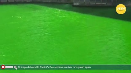 Chicago delivers St Patrick's Day surprise, as river runs green again