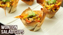 How To Make Wonton Salad Cups | Crispy Wonton Cups | Easy Appetizer Recipe | Ruchi