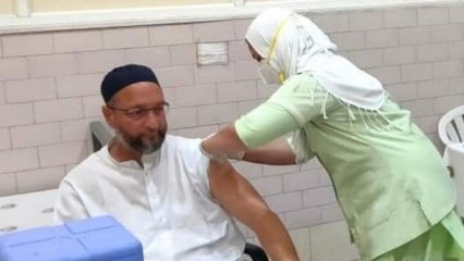 AIMIM Asaduddin Owaisi takes first dose of COVID vaccine