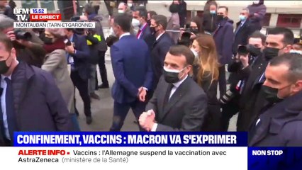 Emmanuel Macron en déplacement à Montauban: "Plus on aura vacciné, plus on pourra rouvrir"