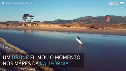Kitesurf na Califórnia é filmado por drone