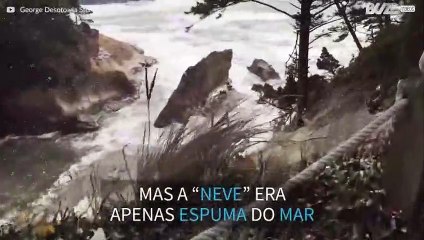 Vento arrasta espuma do mar e faz "nevar" em Oregon!