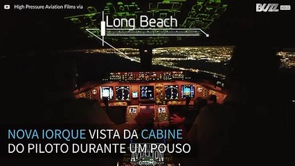 Incrível pouso em Nova Iorque visto da cabine do piloto