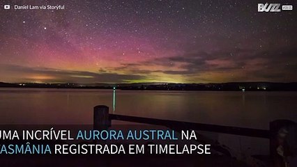 Incrível aurora austral registrada em timelapse na Tasmânia