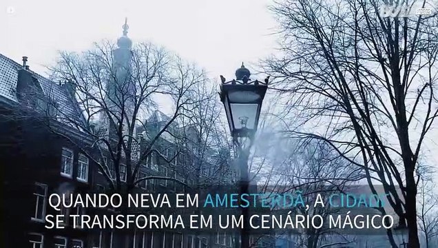 A mágica atmosfera da neve em Amesterdã