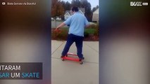 Homem improvisa skate e acaba com uma queda épica!