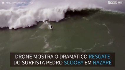 Drone mostra resgate dramático de Pedro Scooby em Nazaré