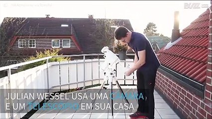 Astrônomo filma Saturno da janela de casa
