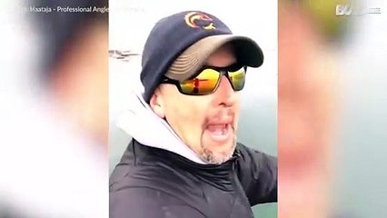 Peixe salta de água e fica preso no gelo