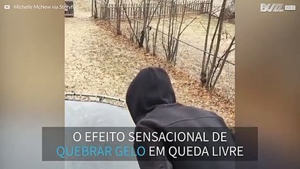 Garoto quebra gelo de cama-elástica em vídeo incrível
