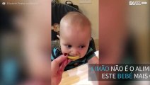 Bebê experimenta limão pela primeira vez