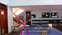 Jovem é mestre em truques originais de ping-pong!