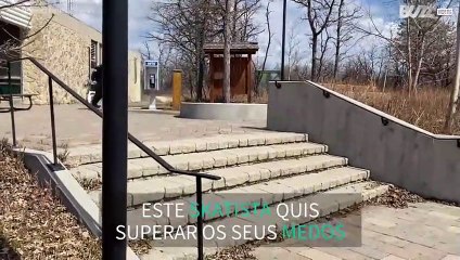 Jovem faz espacate em queda de skate