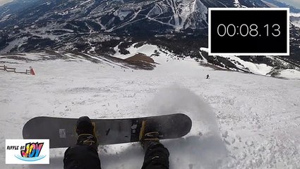 Snowboarder Loses Control Going Downhill