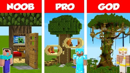 Minecraft NOOB vs PRO- Tree House Challenge in Minecraft _ Animation