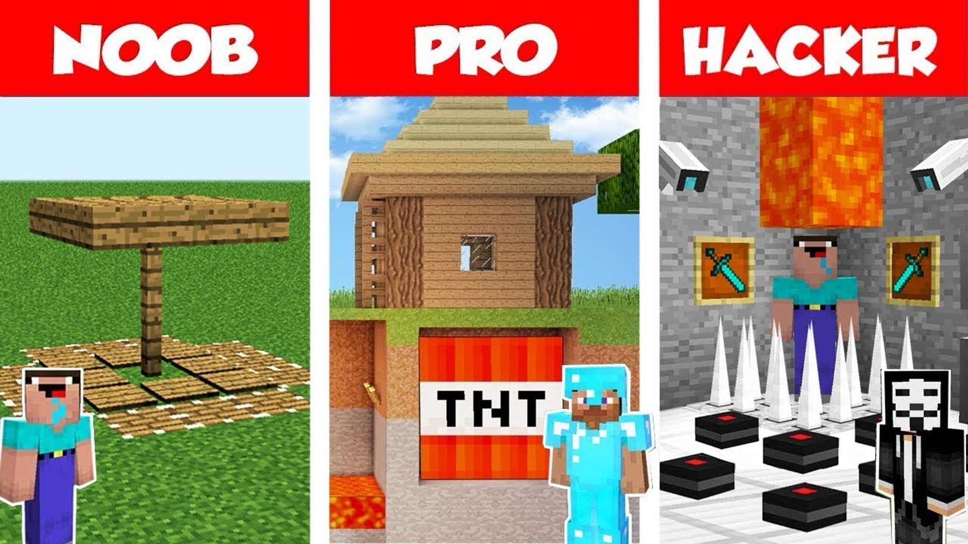 Minecraft NOOB vs PRO vs HACKER- Secret Trap Base Battle in Minecraft _  Animation - video Dailymotion